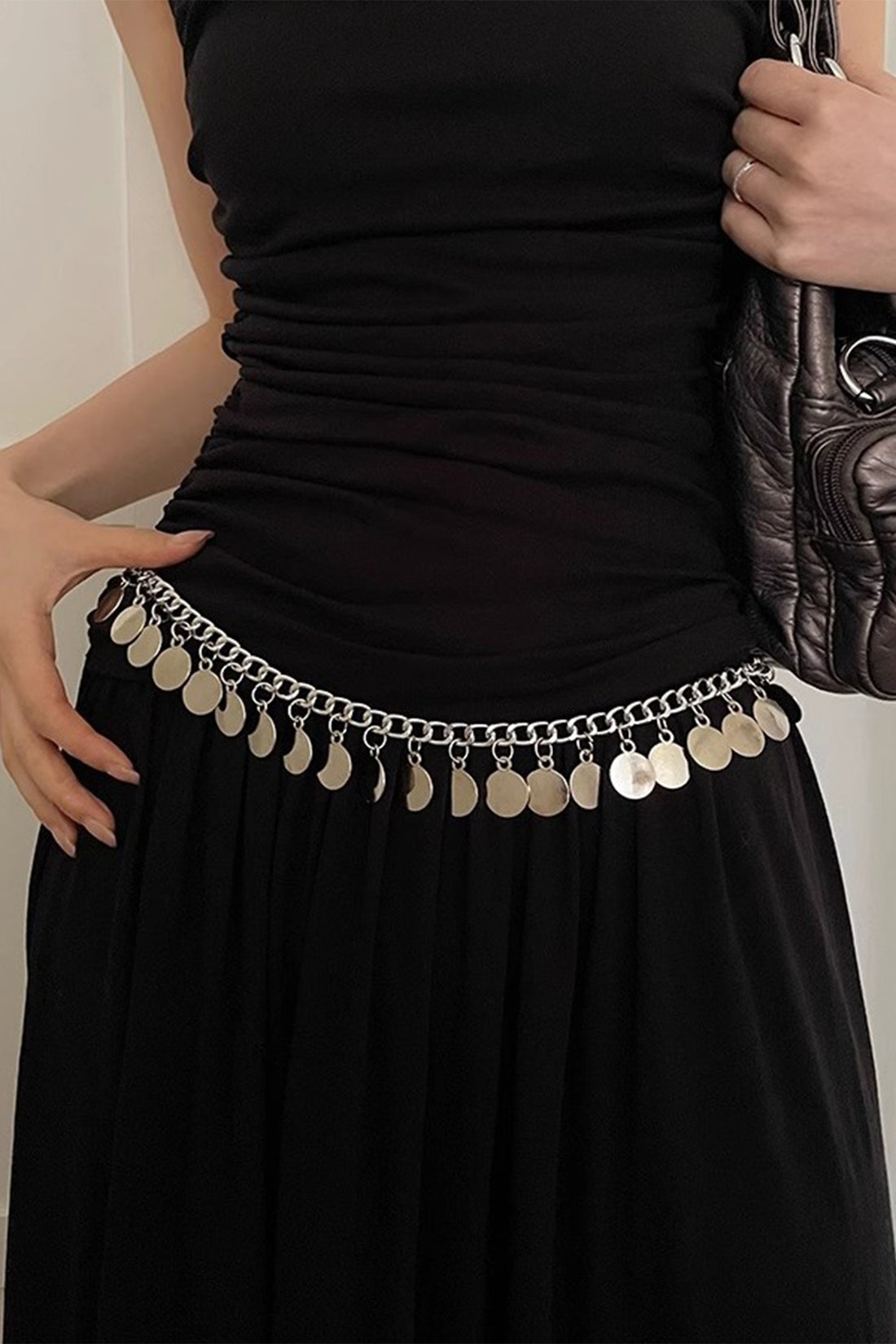 Metallic Disc Fringe Waist Chain