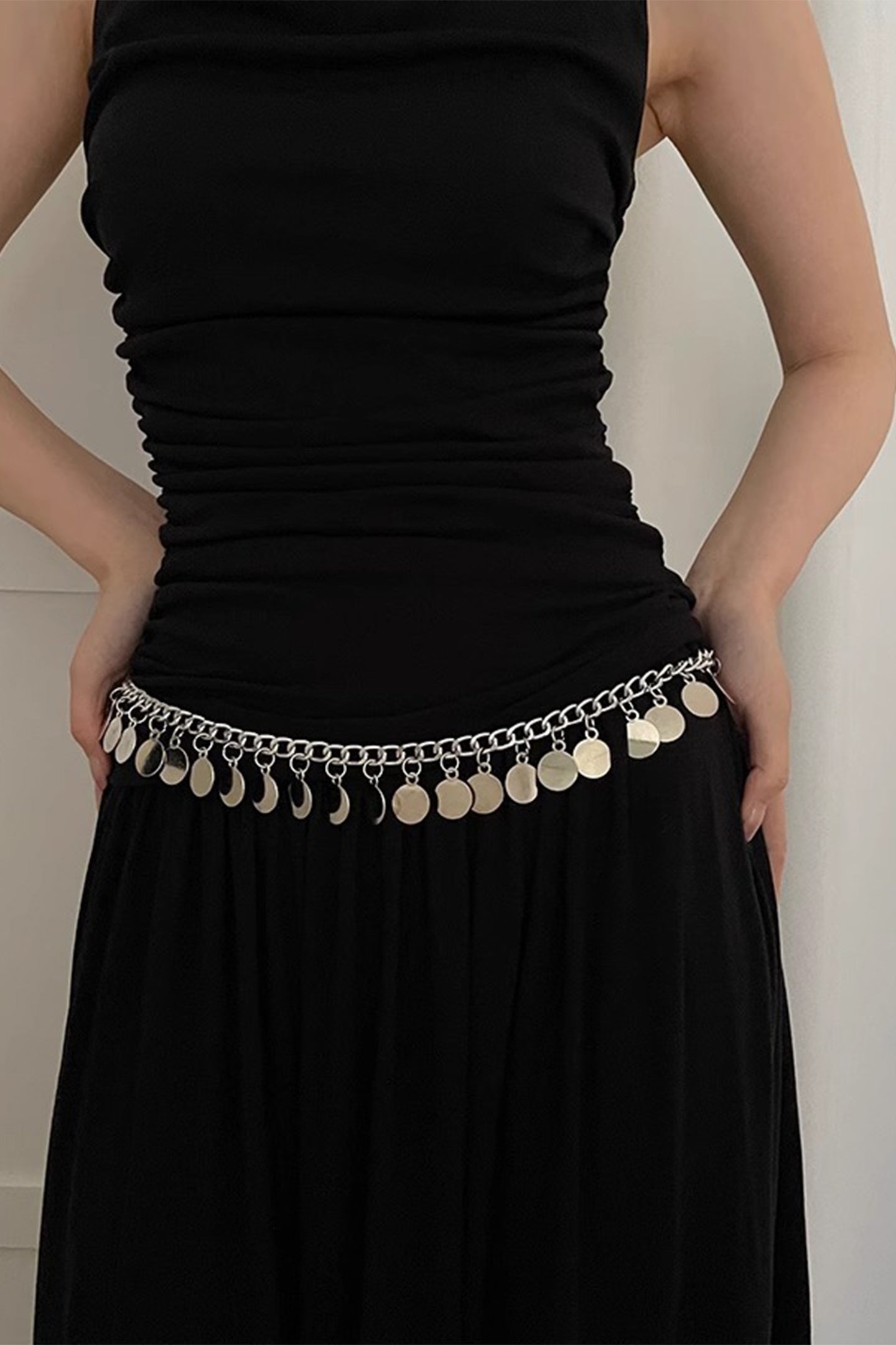 Metallic Disc Fringe Waist Chain