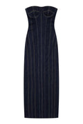 Arlene Strapless Back Slit Denim Maxi Dress