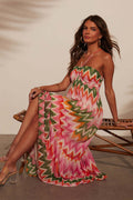 Martha Chevron Print Spaghetti Strap Maxi Dress