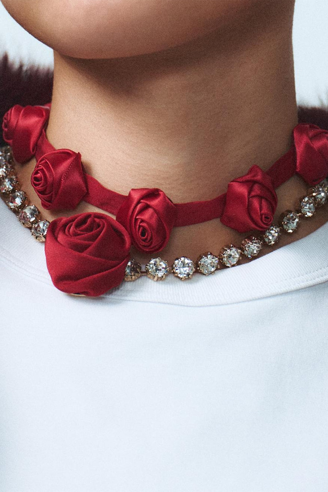 Two-Pack Rose Rhinestones Necklace Set