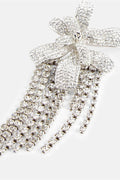 Crystal Flower Fringe Clip On Earrings