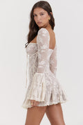 Odelia Sweetheart Lace Flare Mini Dress