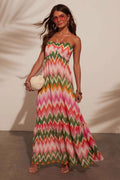 Martha Chevron Print Spaghetti Strap Maxi Dress