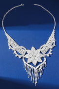 Rhinestone Floral Bib Necklace