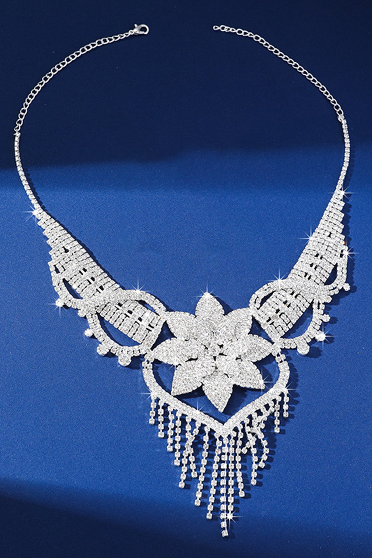 Rhinestone Floral Bib Necklace