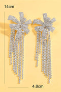 Crystal Flower Fringe Clip On Earrings