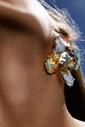 Metal Pleated Flower Earrings