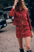Lapel Textured Jacket Tweed Set