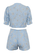 Joyce Floral Embroidered Blouse & Shorts Set