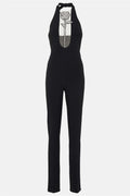 Dana Crystal Embellished Floral Halter Jumpsuit