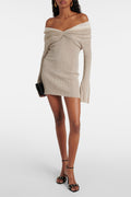 Elma Off Shoulder Flared Knit Mini Dress
