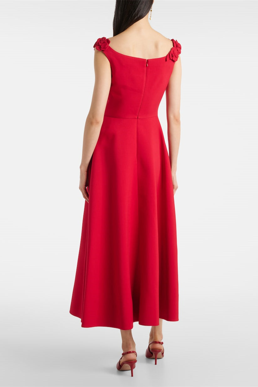 Roxanne Embellished Floral Round Neck Midi Dress