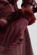 PU Leather Faux Fur Trim Gloves