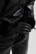 PU Leather Faux Fur Trim Gloves