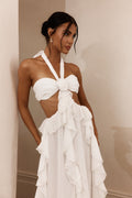 Maggie Halter Cut-Out Ruffle Maxi Dress