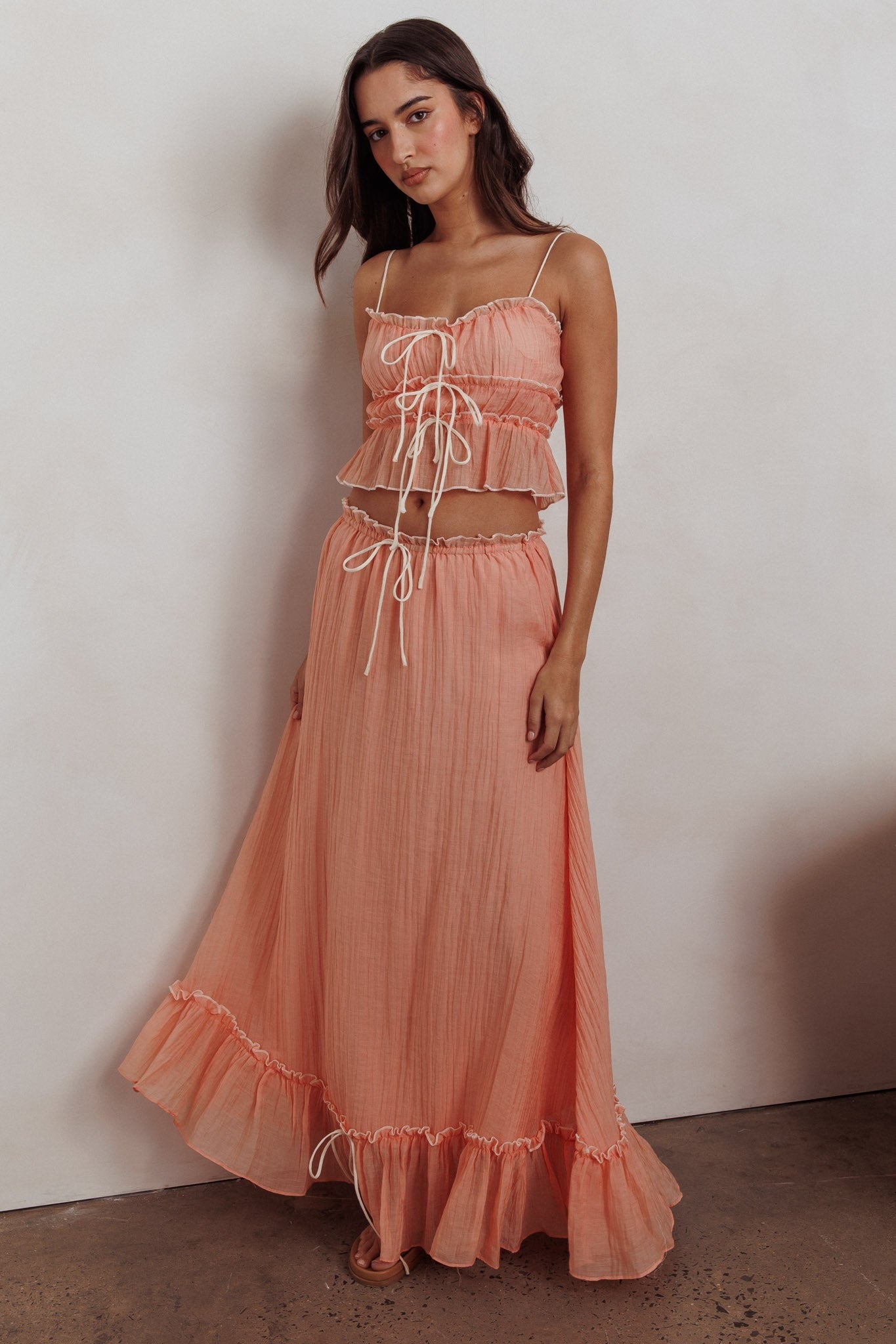 Cynthia Bow Detail Ruched Skirt Set