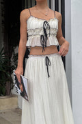 Cynthia Bow Detail Ruched Skirt Set