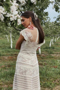 Lydia Flower Embroidered Mesh Midi Dress