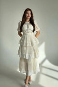 Janet Lace Detail Tiered Midi Dress