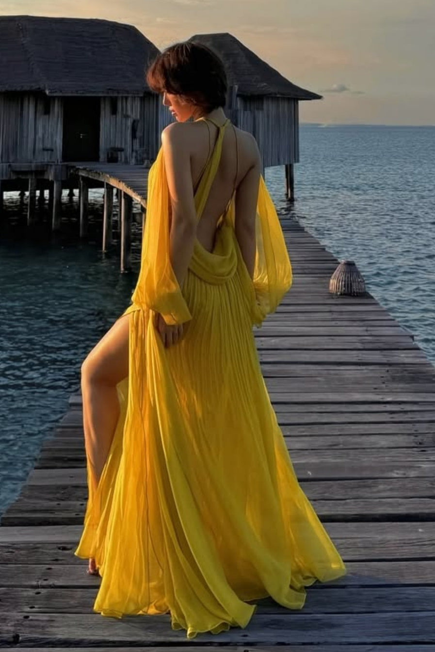Angela Halter Neck Backless Maxi Dress