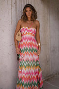 Martha Chevron Print Spaghetti Strap Maxi Dress