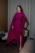 Anastasia Floral Cape Maxi Slit Dress