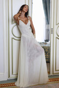 Julie Plunge Neck Semi-sheer Mesh Maxi Dress
