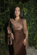 Marcia Long Sleeve Ruched Organza Maxi Dress