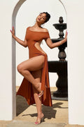 Eartha Asymmetrical Slit Cutout Maxi Dress