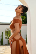 Eartha Asymmetrical Slit Cutout Maxi Dress