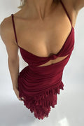 Ophelia Asymmetrical Ruffle Tiered Maxi Dress