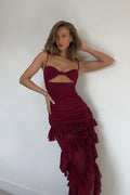 Ophelia Asymmetrical Ruffle Tiered Maxi Dress