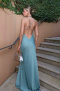 Virginia Cowl Neck Backless Satin Maxi Dress