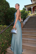 Virginia Cowl Neck Backless Satin Maxi Dress