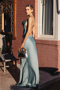 Virginia Cowl Neck Backless Satin Maxi Dress