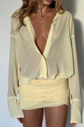 Sandy Ruched Mini Shirt Dress