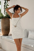 Doris Floral Applique Lace-up Mini Dress
