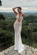 Frederica Halter Cutout Lace Maxi Dress