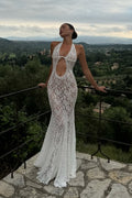 Frederica Halter Cutout Lace Maxi Dress