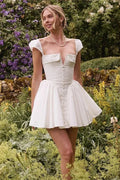 Evelyn Sweetheart Pleated Mini Dress
