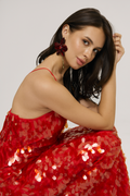 Elva Plunge Neck Sequin Maxi Dress