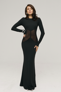 Phoenix Long Sleeve Sheer Mesh Maxi Dress