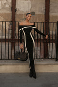 Helen Off Shoulder Contrast Maxi Dress
