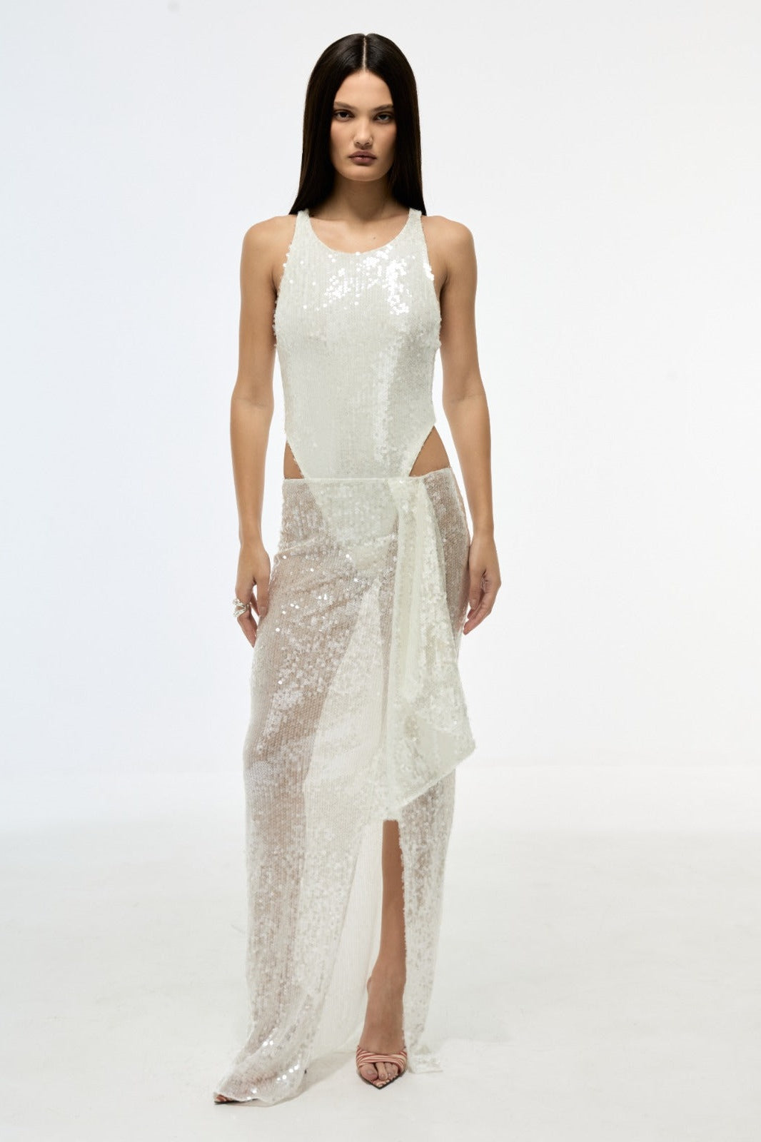 Regina Sequin Embellished Bodysuit & Asymmetric Skirt Set