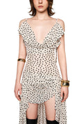 Marina Polka Dot Asymmetric Hem Mini Dress