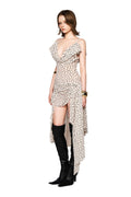Marina Polka Dot Asymmetric Hem Mini Dress