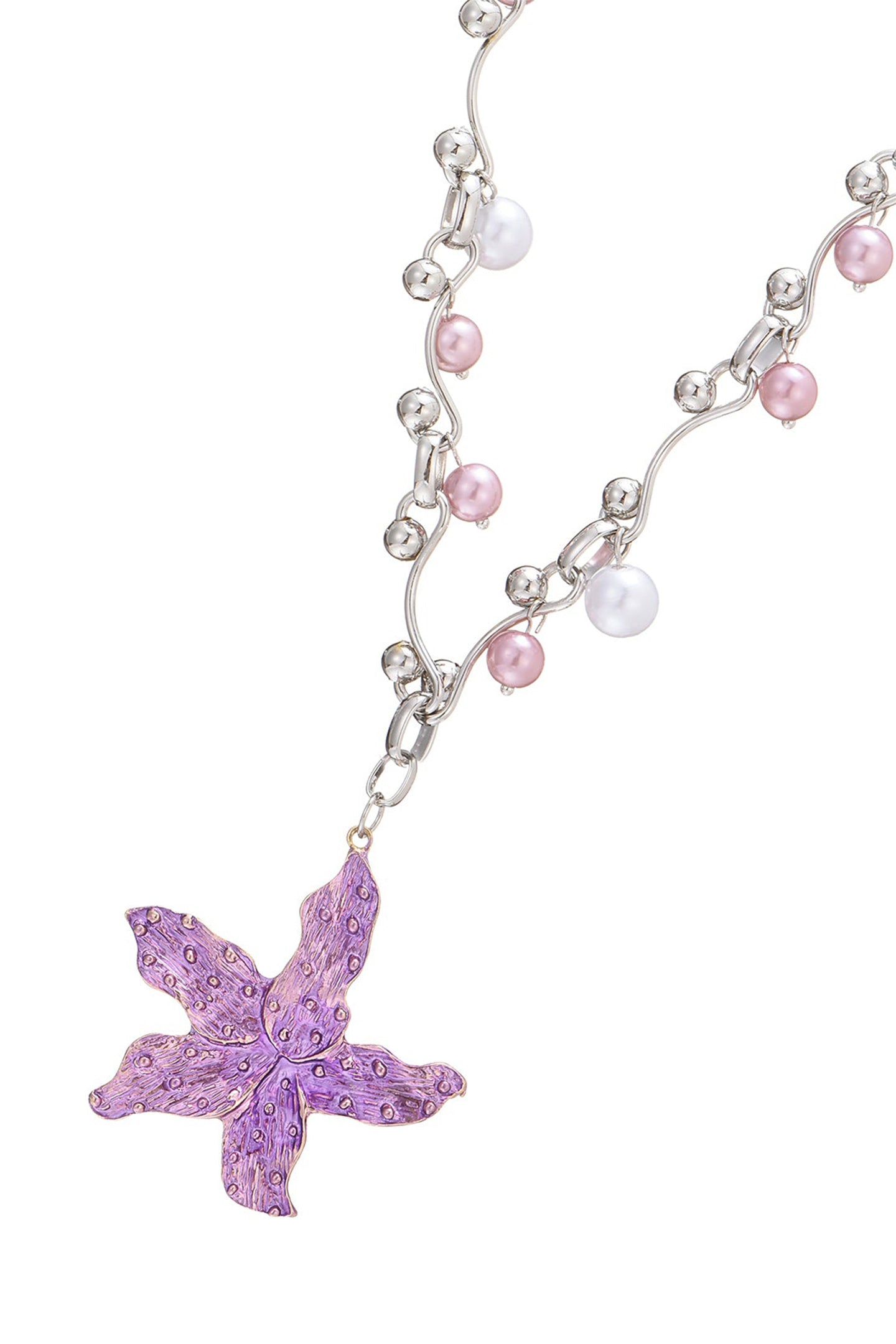 Enameled Star Pearl Necklace