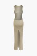 Selene Metallic Backless Knit Maxi Dress