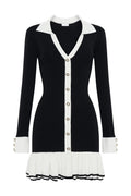 Alexia Contrast Ruffle Bow Mini Knit Dress